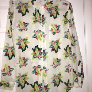 Equipment size S floral print button down 100%silk